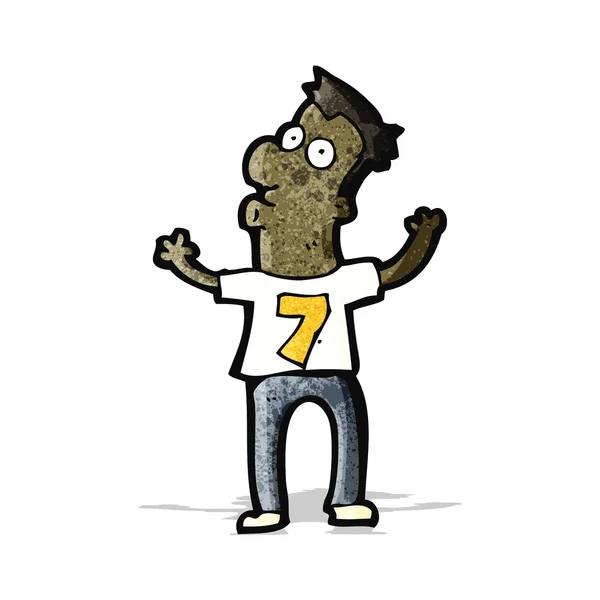 Cartoon man in het shirt met nummer zeven — Stockvector