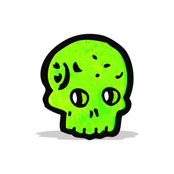 Cartoon spooky green skull — Stock Vector