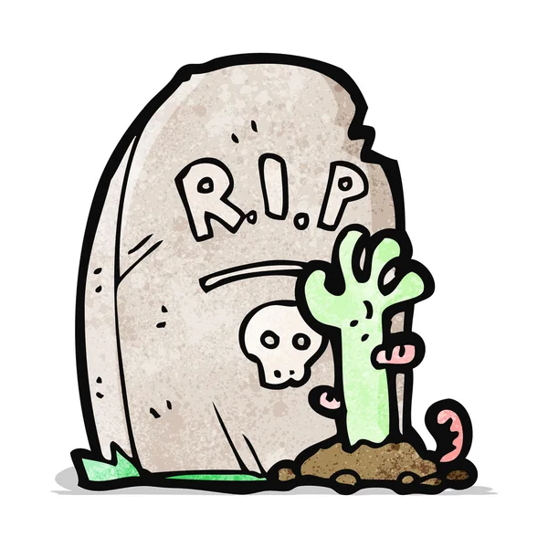 Dibujos animados zombie levantándose de la tumba — Vector de stock