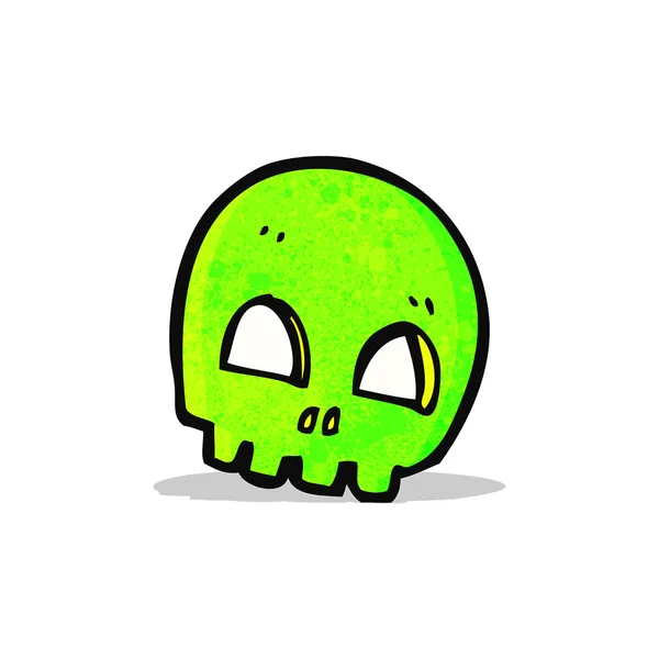 Gloeiende groene schedel cartoon — Stockvector