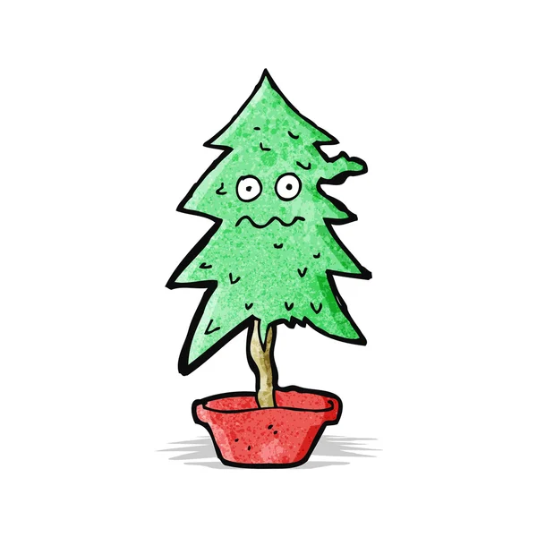 Dibujos animados andrajoso viejo árbol de Navidad — Vector de stock