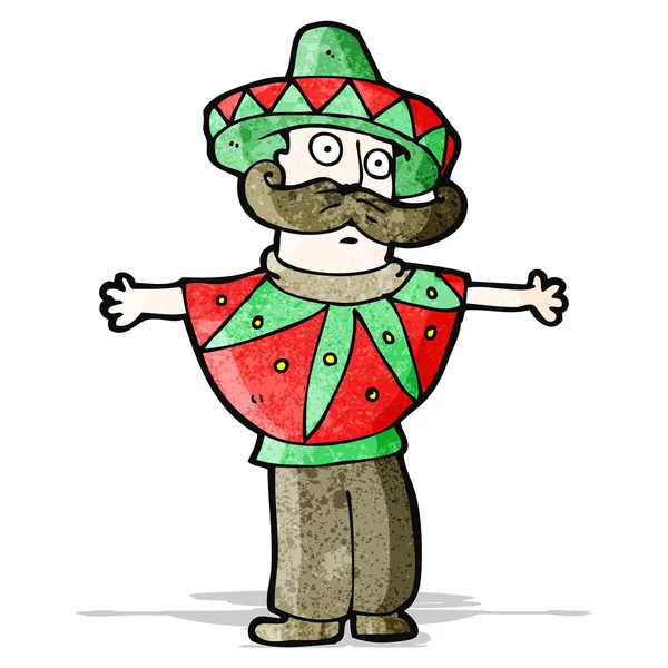 Dessin animé homme en tenue mexicaine — Image vectorielle
