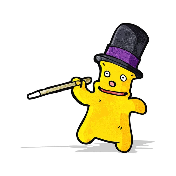 Cartoon teddy bear with top hat and cane — Stock Vector