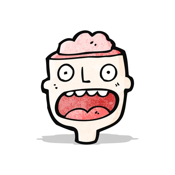 Cartoon man with exposed brain — Stock Vector