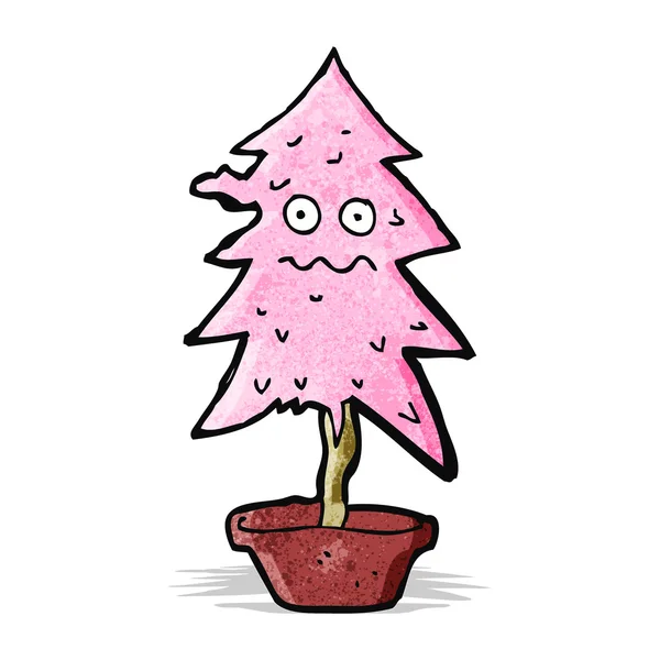 Cartone animato albero di Natale rosa — Vettoriale Stock