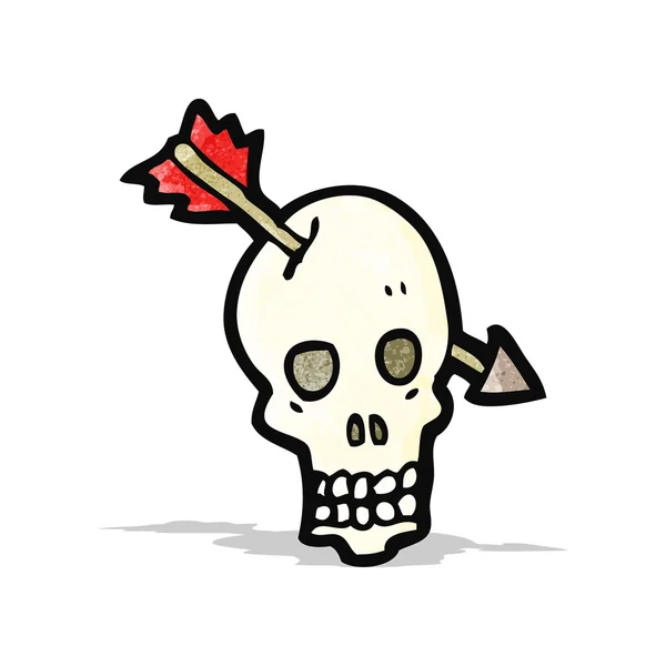 Calavera de dibujos animados con flecha en — Archivo Imágenes Vectoriales