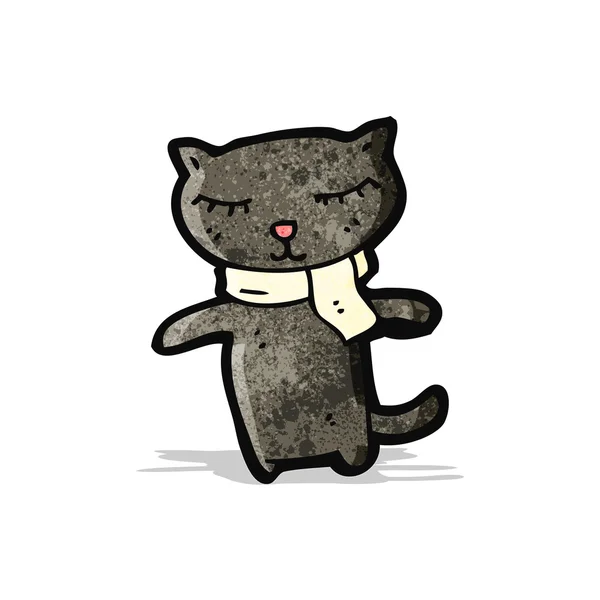 Süße schwarze Katze Karikatur — Stockvektor