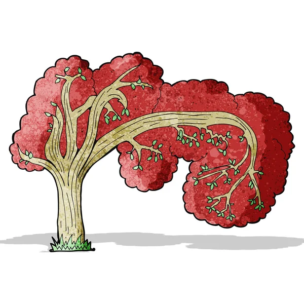 Árbol de dibujos animados con hojas rojas — Archivo Imágenes Vectoriales