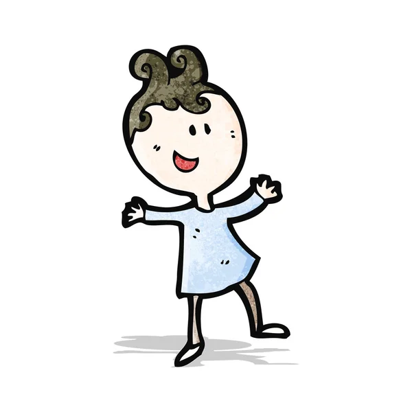 Kreslený šťastný doodle žena — Stockový vektor