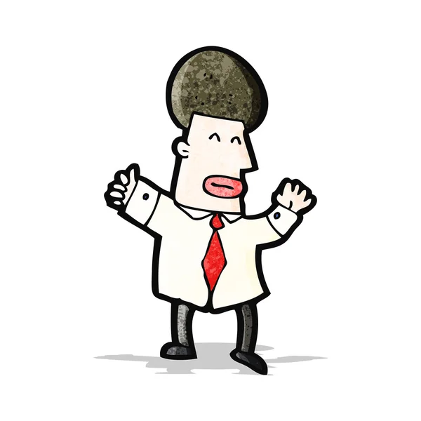 Cartoon office guy with big hair — Stock Vector