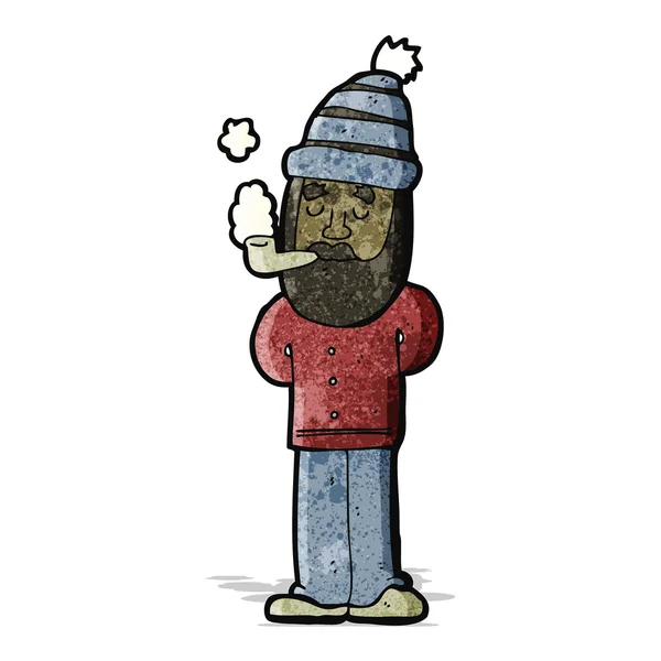 卡通男人吸烟管 — 图库矢量图片