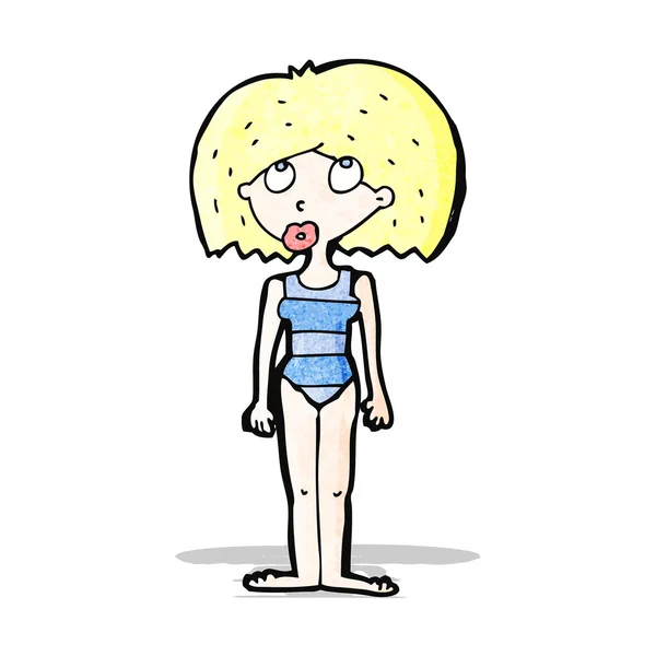 Dessin animé femme en maillot de bain — Image vectorielle