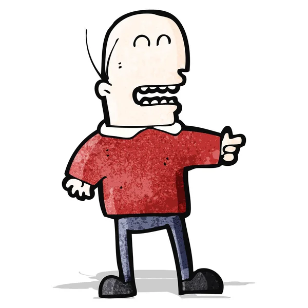 Işaret ve gülüyor karikatür kel adam — Stok Vektör