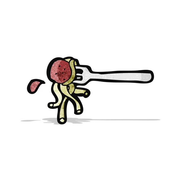 Spaghetti and meatball on fork — Stock Vector