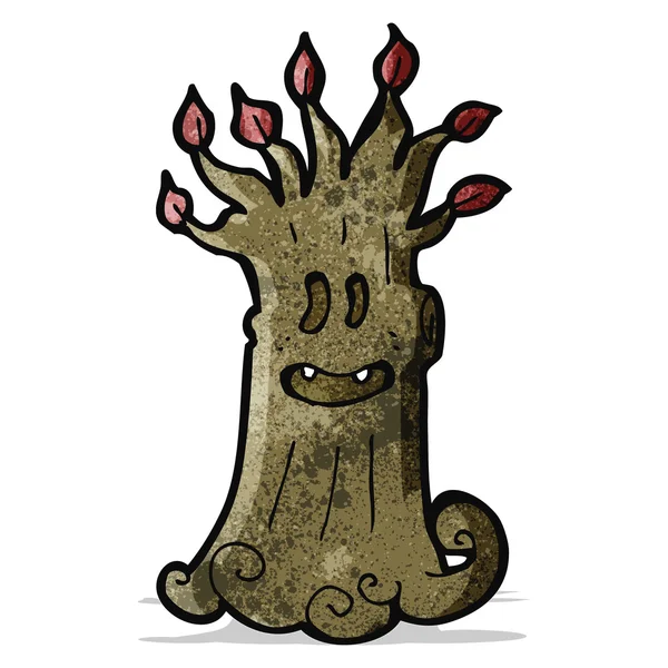 Dibujos animados espeluznante viejo árbol — Vector de stock