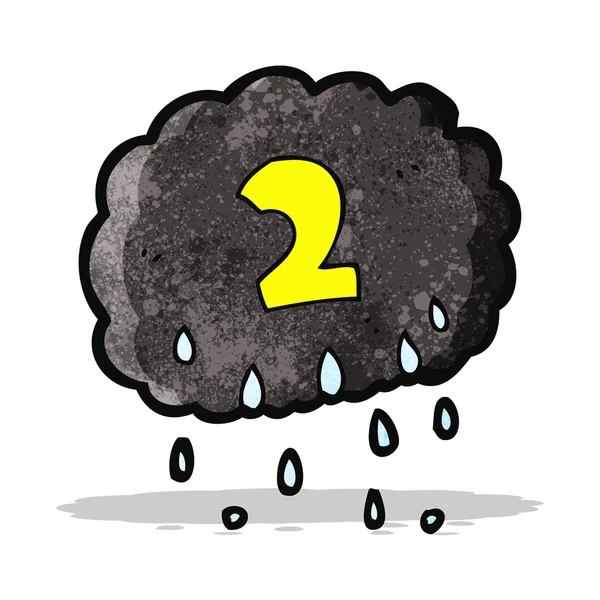 Cartone animato raincloud con il numero due — Vettoriale Stock