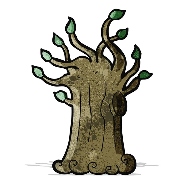 Dessin animé vieil arbre effrayant — Image vectorielle