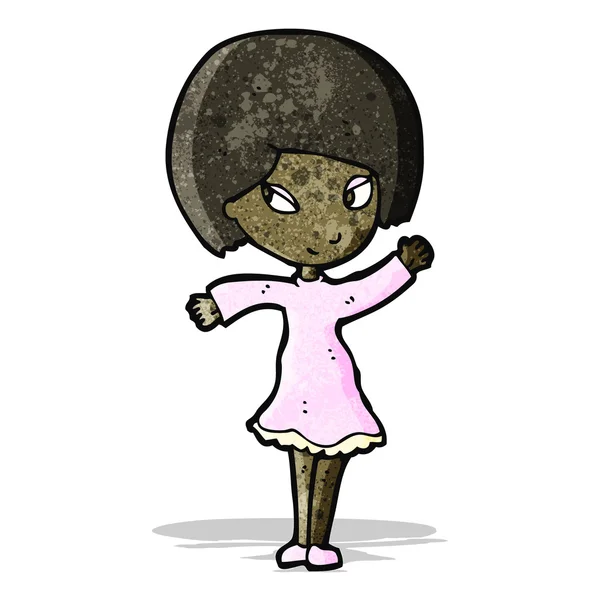 Jolie fille pointant dessin animé — Image vectorielle