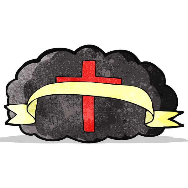 雲の上の漫画キリスト教の十字 — ストックベクタ