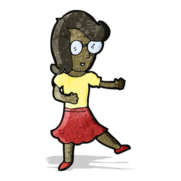 Γελοιογραφία γυναίκα με γυαλιά — Διανυσματικό Αρχείο