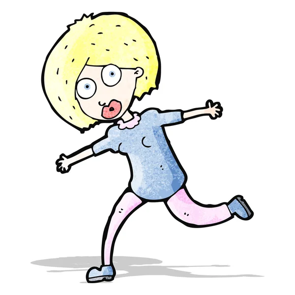 Dibujos animados corriendo mujer — Vector de stock