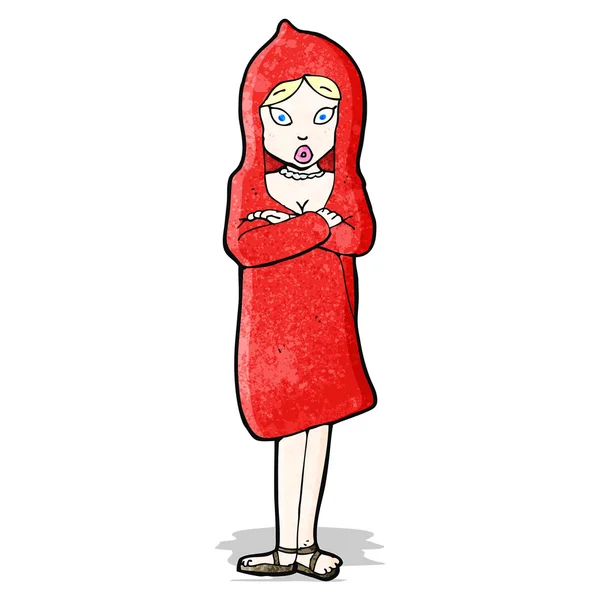 Mulher dos desenhos animados em casaco vermelho — Vetor de Stock