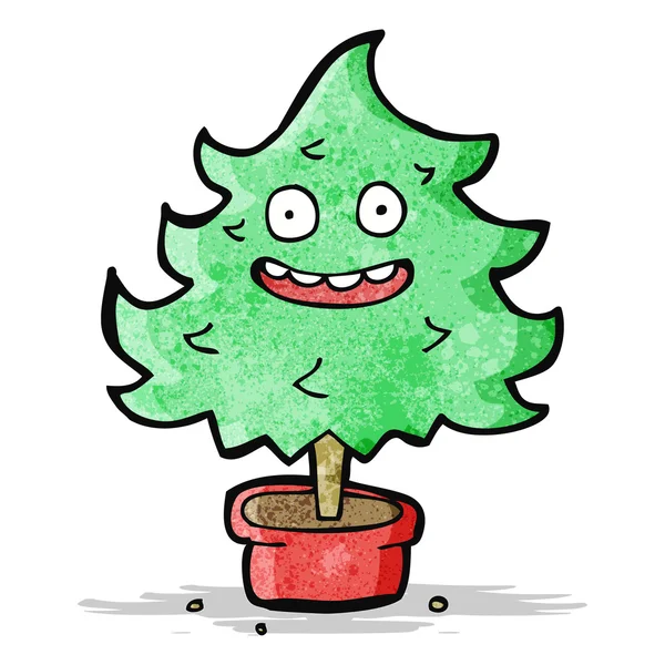 Cartone animato felice albero di Natale — Vettoriale Stock