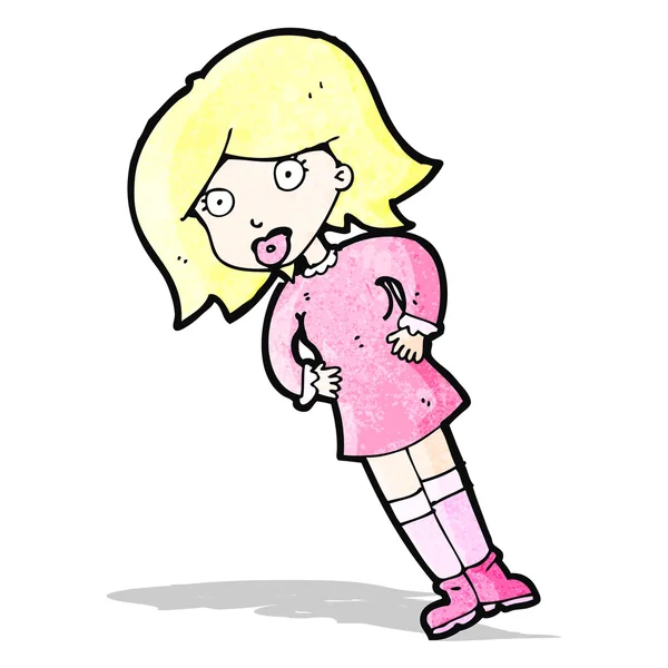 Cartoon blonde Frau mit den Händen auf den Hüften — Stockvektor