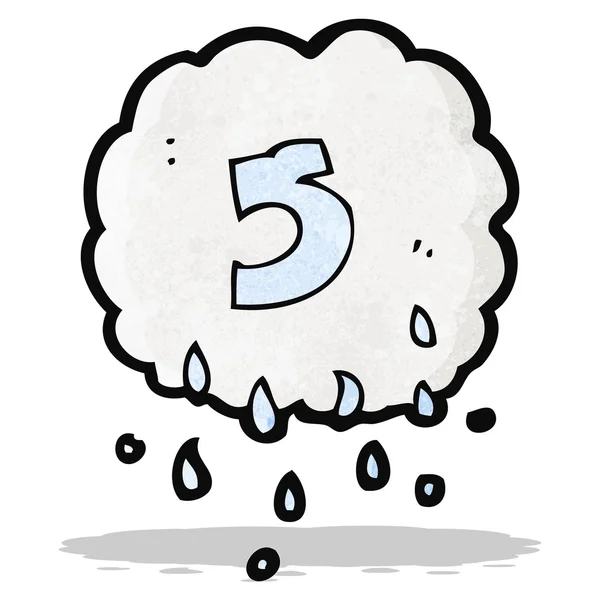 Cartoon rain cloud with number five — Stock Vector