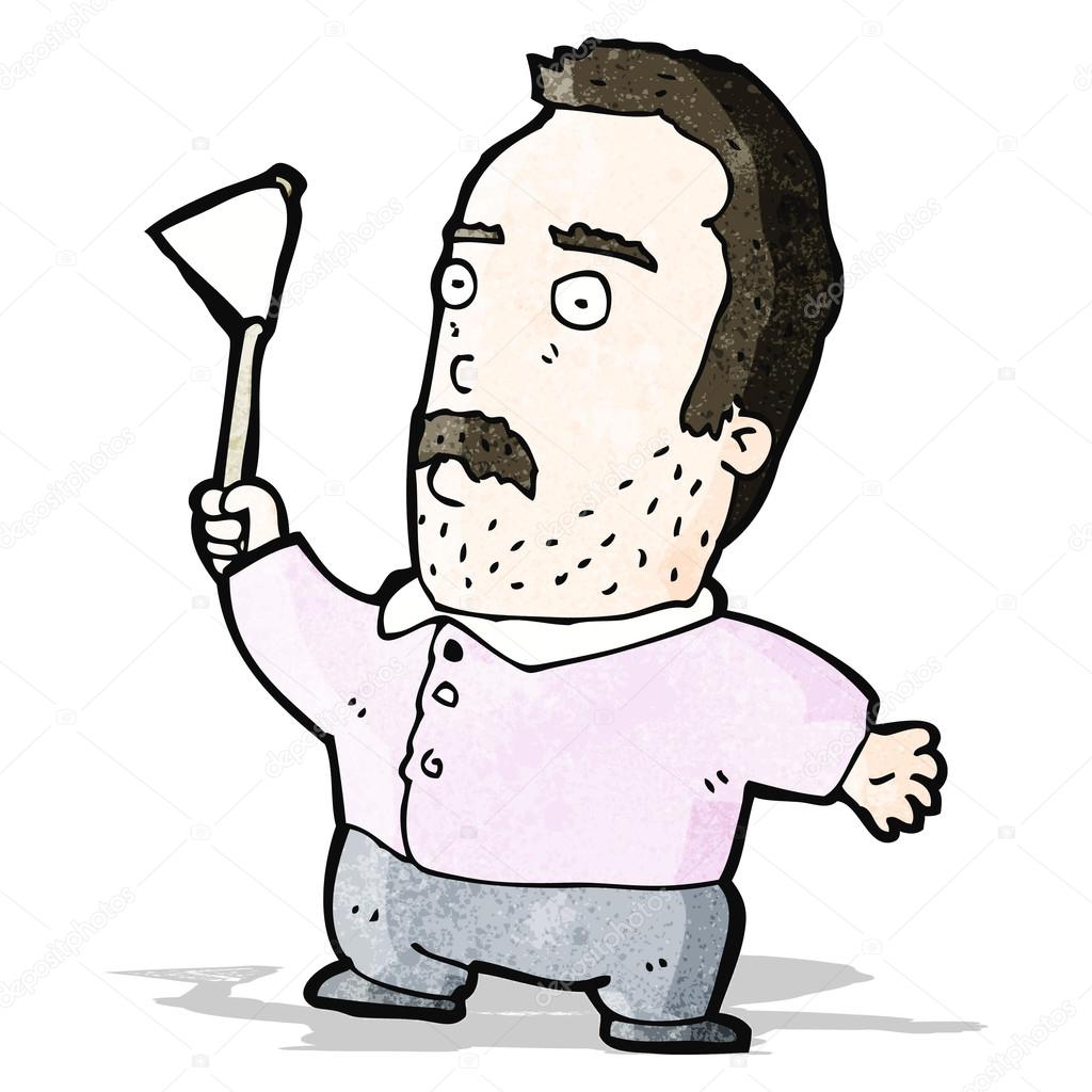 Uomo fumetto sventolando la ban ra bianca — Vettoriale Stock