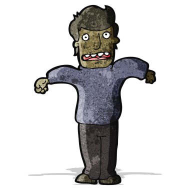 Çizgi filmdeki adam omuz silkiyor.