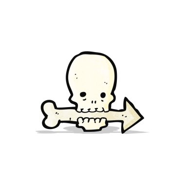 karikatür kafatası ok ile