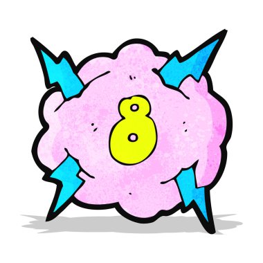 çizgi film şimşek fırtına bulutu sembol sekiz numara ile