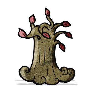 Çizgi filmdeki ürkünç yaşlı ağaç.