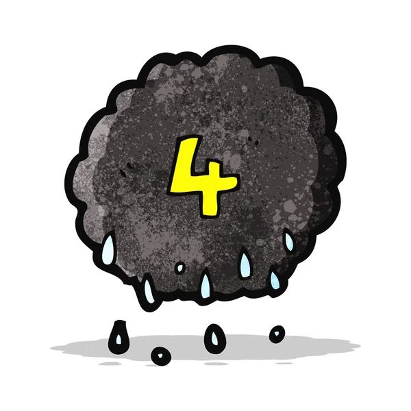 Cartoon Raincloud mit Nummer vier — Stockvektor
