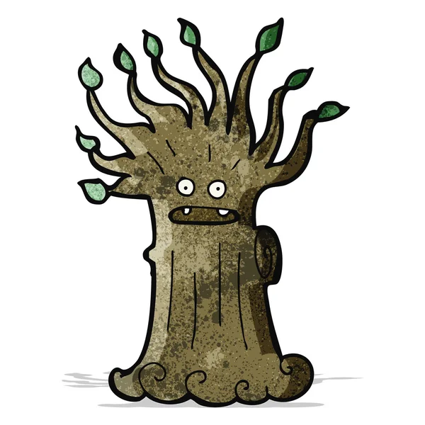 Cartone animato spettrale vecchio albero — Vettoriale Stock