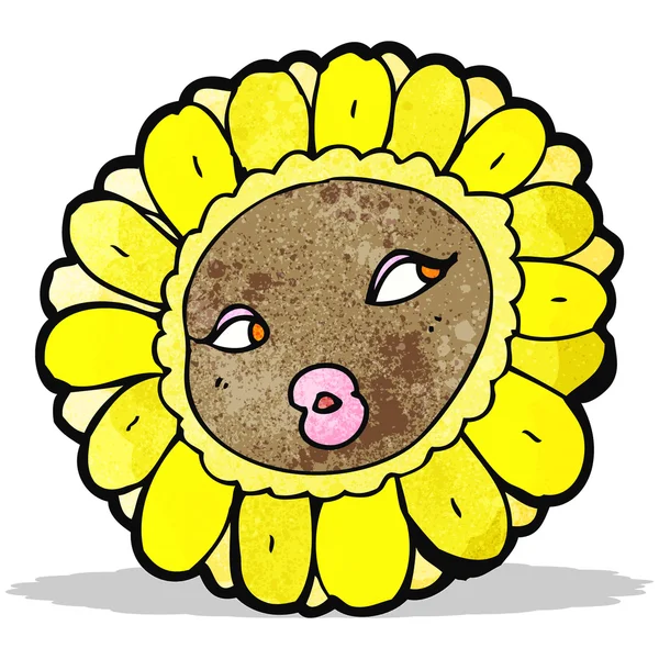 Dibujos animados bonita cara de girasol — Vector de stock