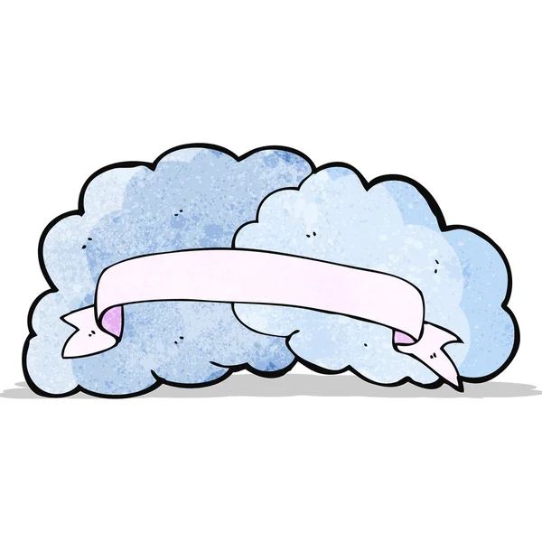 Karikatür bulut ile kaydırma bayrak — Stok Vektör