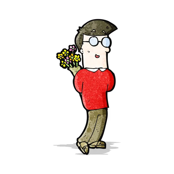 Cartoon man met bloemen — Stockvector