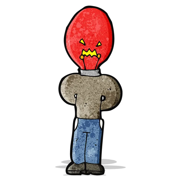 Cartoon man with red light bulb head — Stock Vector