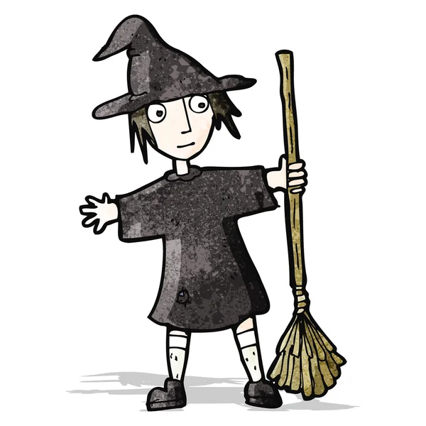 Cartoon witch with broom — Stock Vector