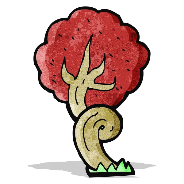 Cartoon träd med röda löv — Stock vektor