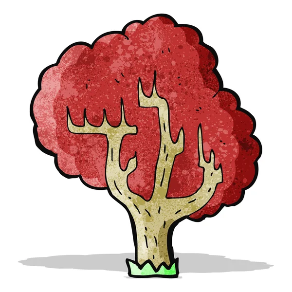 Árbol de dibujos animados con hojas rojas — Archivo Imágenes Vectoriales