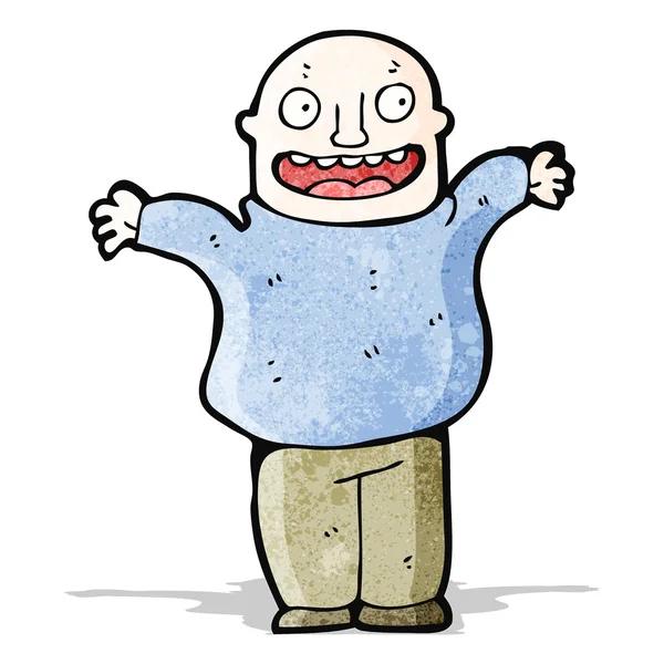Cartoon happy bald man — Stock Vector