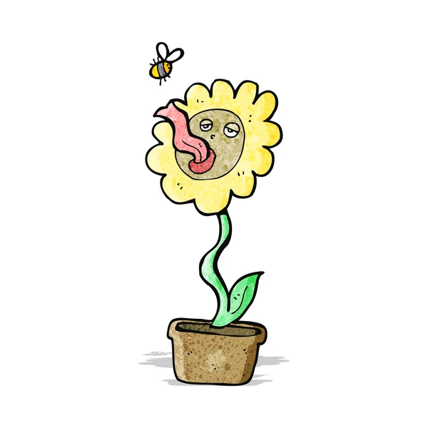 Tecknad blomma och bee — Stock vektor
