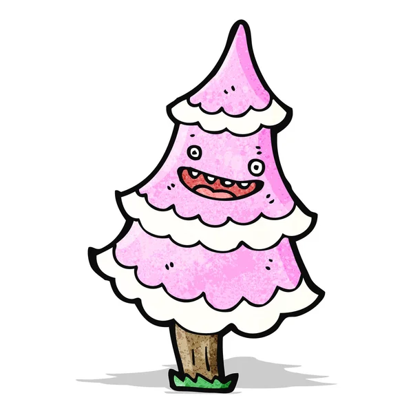 Cartoon roze kerstboom — Stockvector