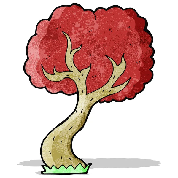 Árbol de dibujos animados con hojas rojas — Archivo Imágenes Vectoriales