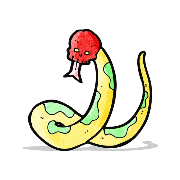 Dibujos animados serpiente espeluznante en el cráneo — Vector de stock