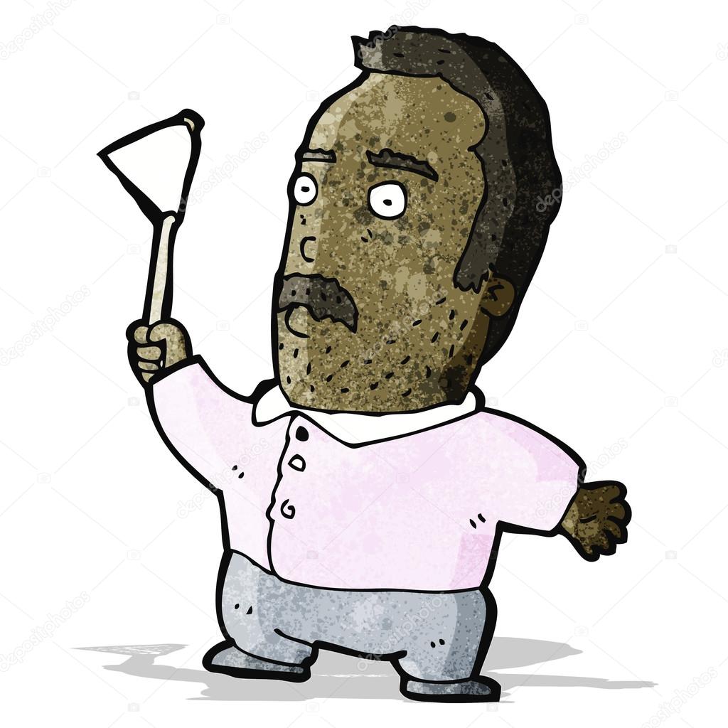 Uomo fumetto sventolando la ban ra bianca — Vettoriale Stock