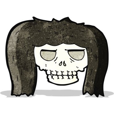 karikatür kafatası saçlı